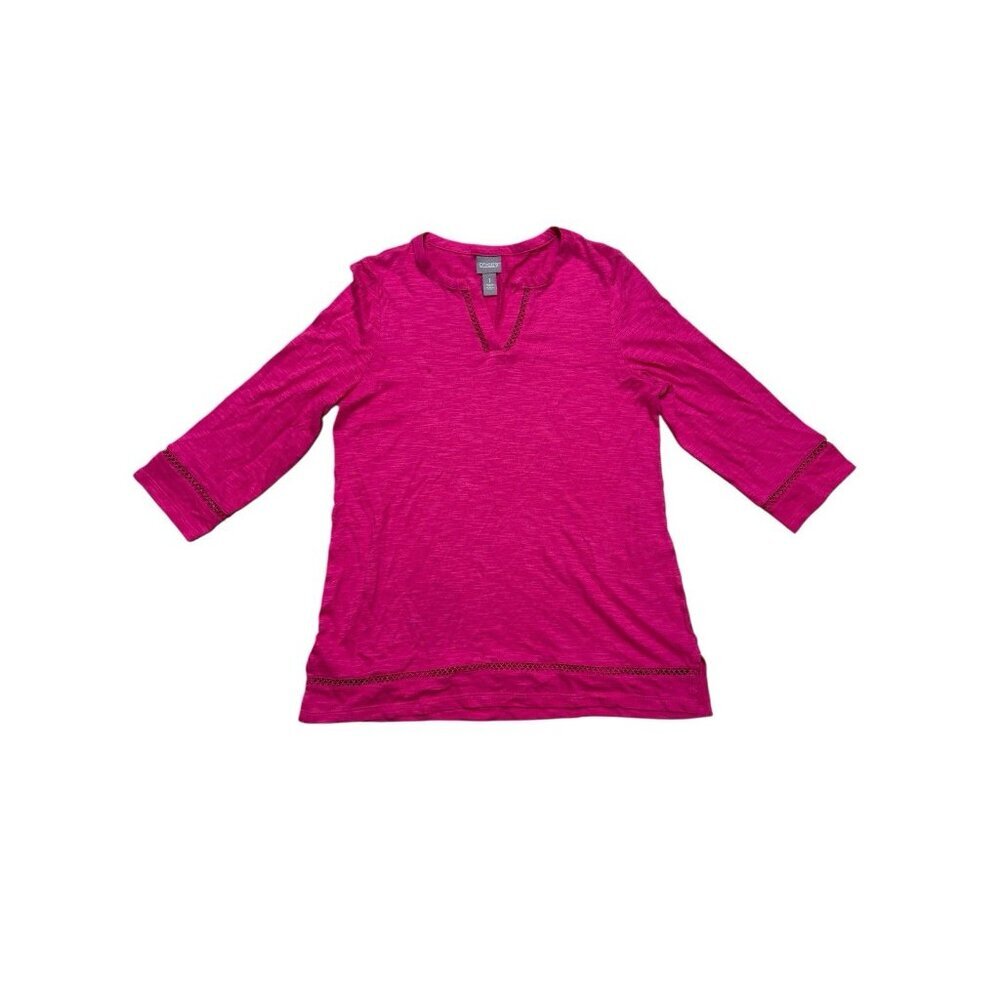 Chicos Womens Size 1 Pink 3/4 Sleeve Knit Top Cotton Modal Medium - Picture 2 of 5